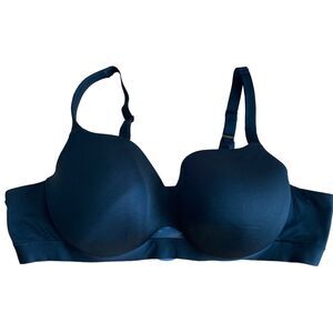 Cacique Bra Lightly Lined Balconette Sz 50B Black Underwire Back Closure Comfort